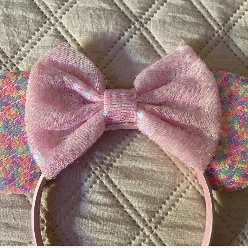 Pink Sequin Bow Headband